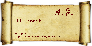 Ali Henrik névjegykártya